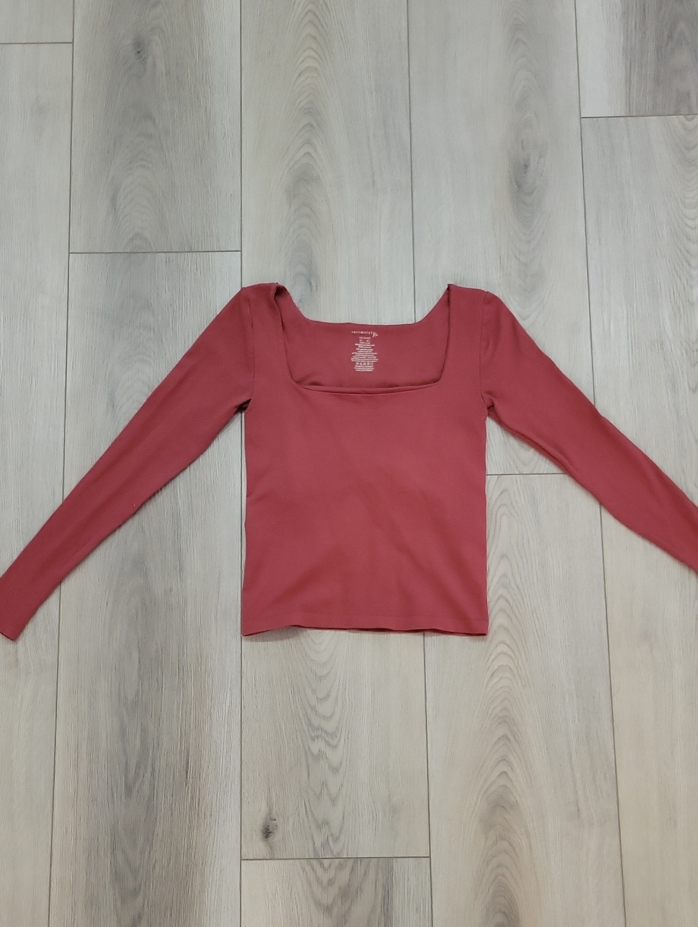 Free People Square Neck Long Sleeve Top in Dusty Rose